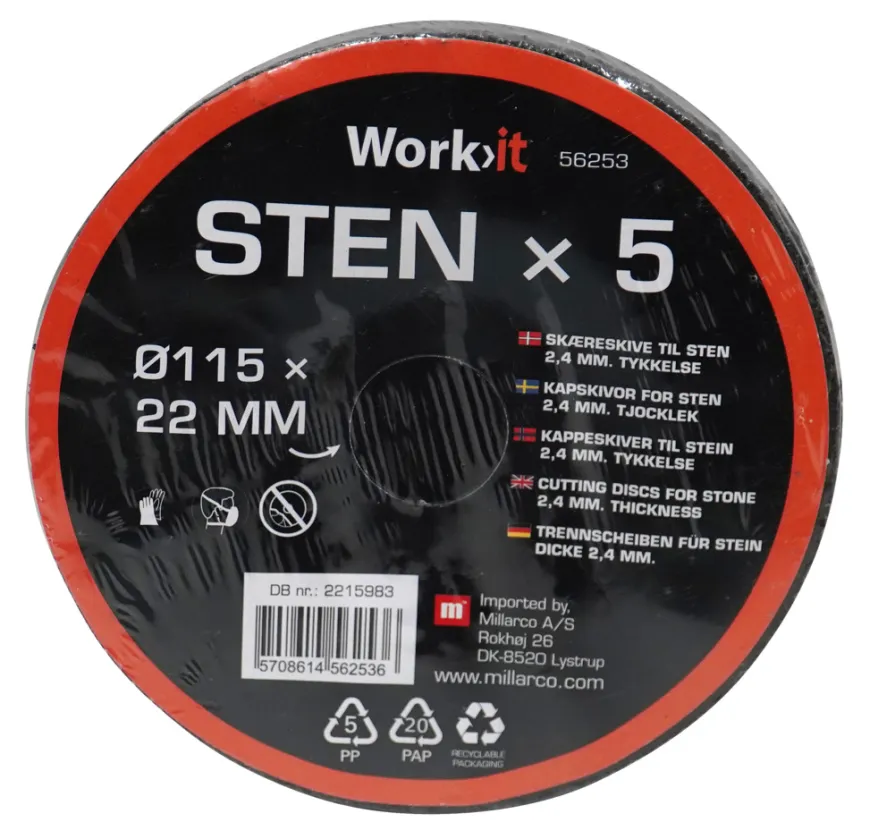 Skæreskiver til sten Ø115 x 22 mm - 5 stk.