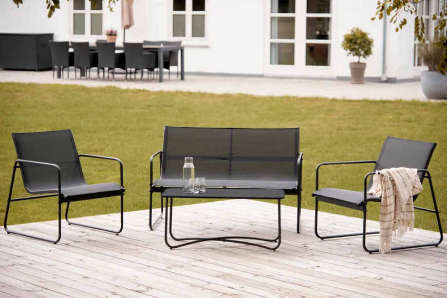 Sofasæt stål sort 4 dele - Envy