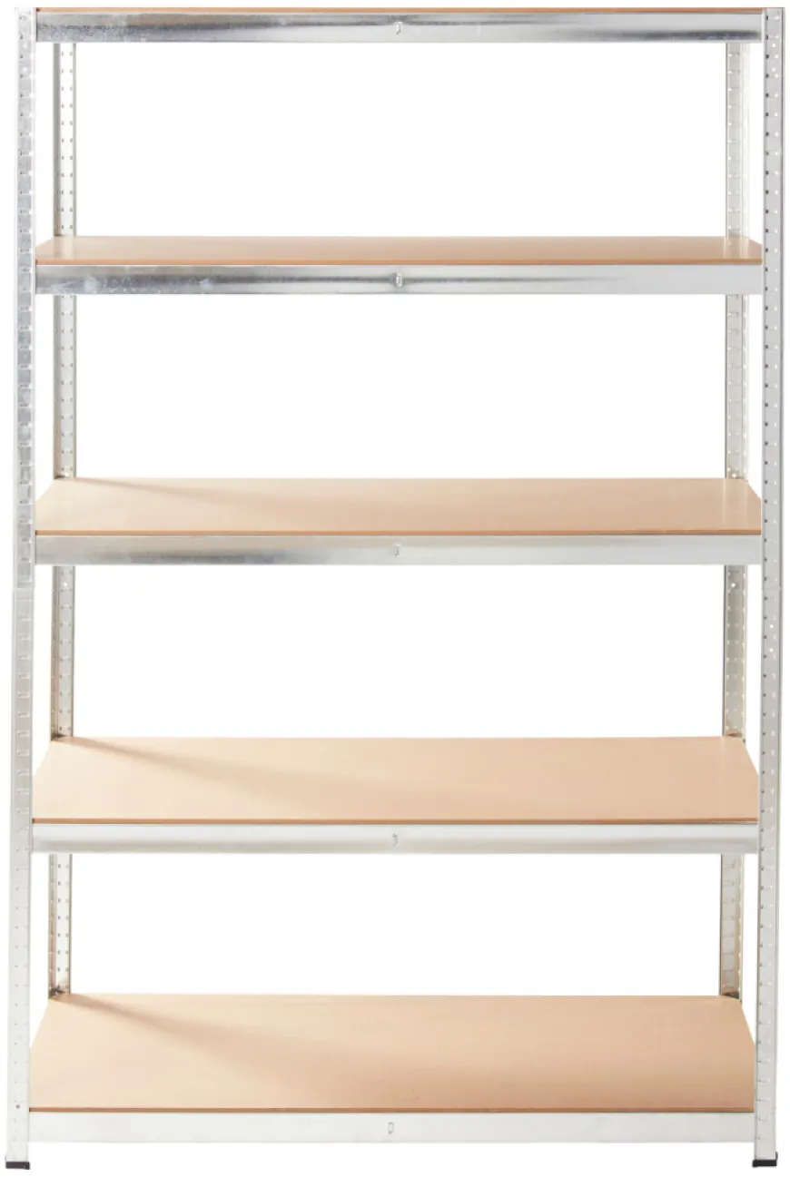 Stålreol galv. m/5 hylder - 120 x 180 x 60 cm