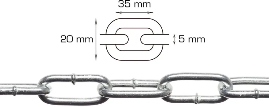 Svejst langleddet kæde 5 mm x 5 meter