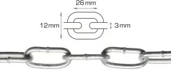 Svejst langleddet kæde 3 mm x 5 meter