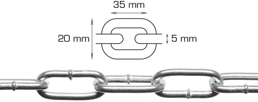 Svejst langleddet kæde 5 mm x 2 meter