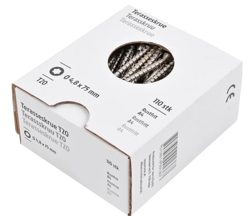 Terrasseskrue 4,8 x 75 mm - 110 stk.