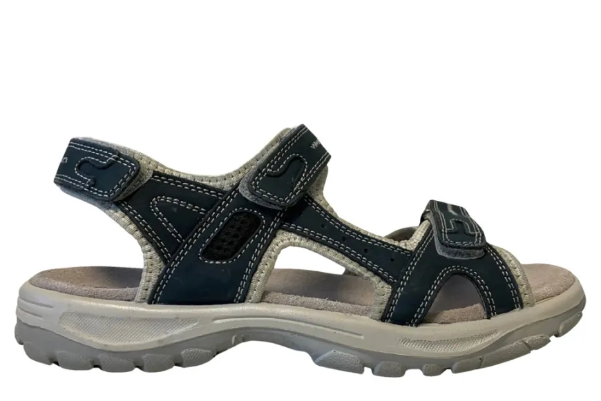 Trekkingsandaler dame denimfarvet læder str. 39