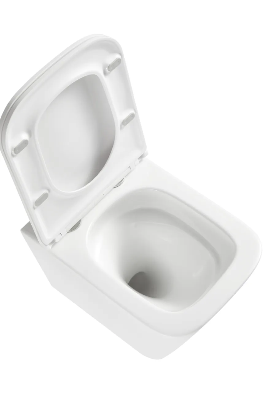 Væghængt toilet kantet m/Vortex skyl - hvid