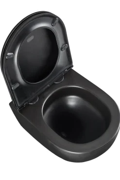 Væghængt toilet rund m/Vortex skyl - sort