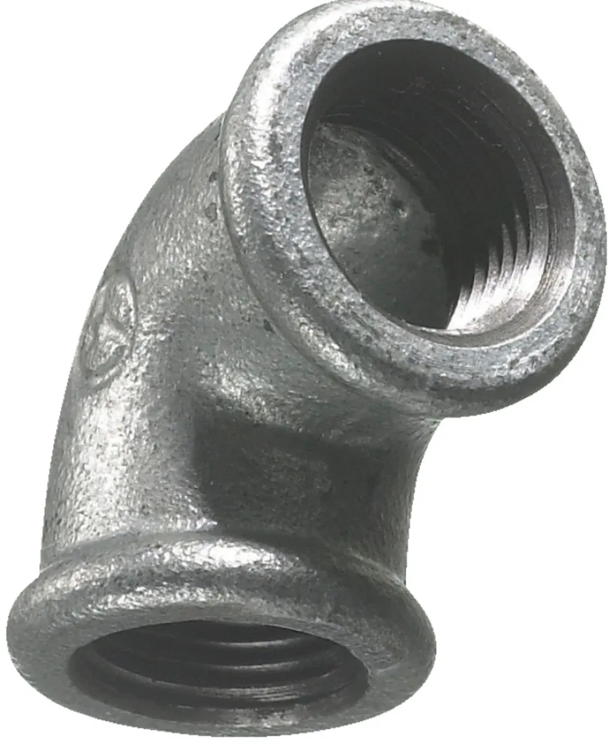 Vinkel galvaniseret 1/2" - muffe/muffe 90 gr.