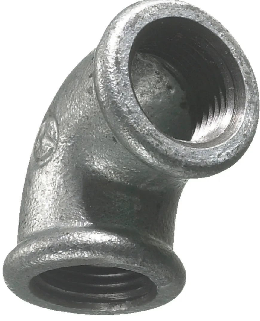 Vinkel galvaniseret 3/4" - muffe/muffe 90 gr.