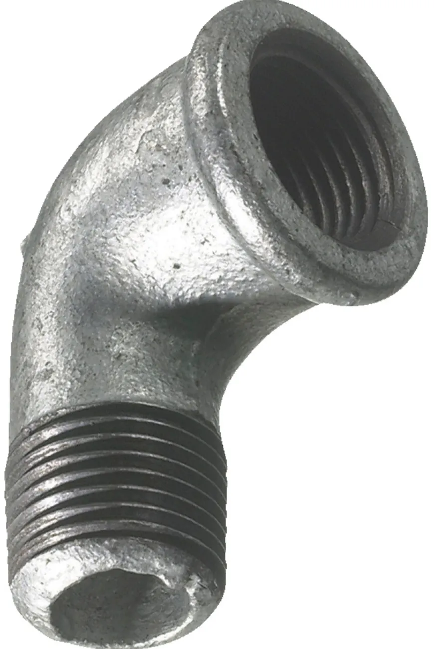 Vinkel galvaniseret 1/2" - muffe/nippel 90 gr.